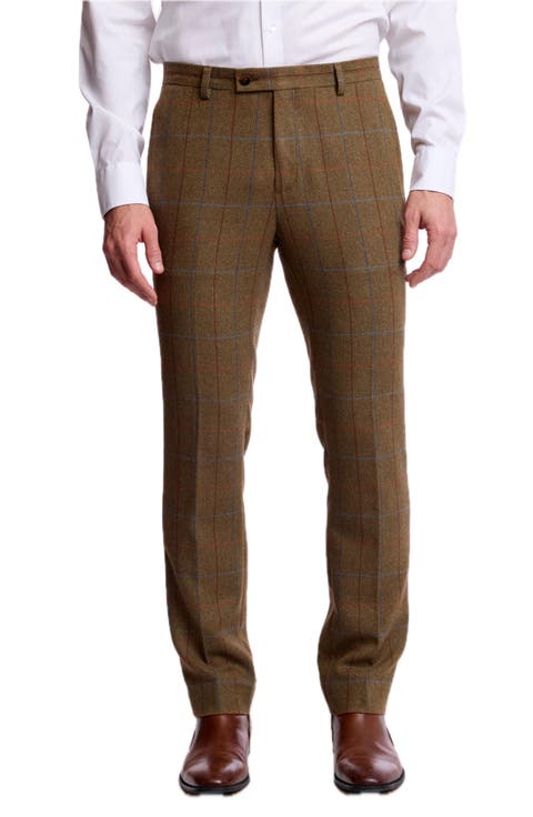 Slim Downing Herringbone Windowpane Pants