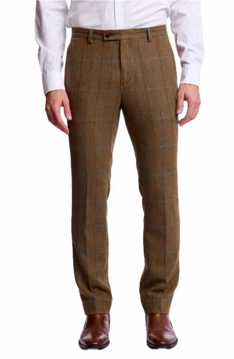 Slim Downing Herringbone Windowpane Pants