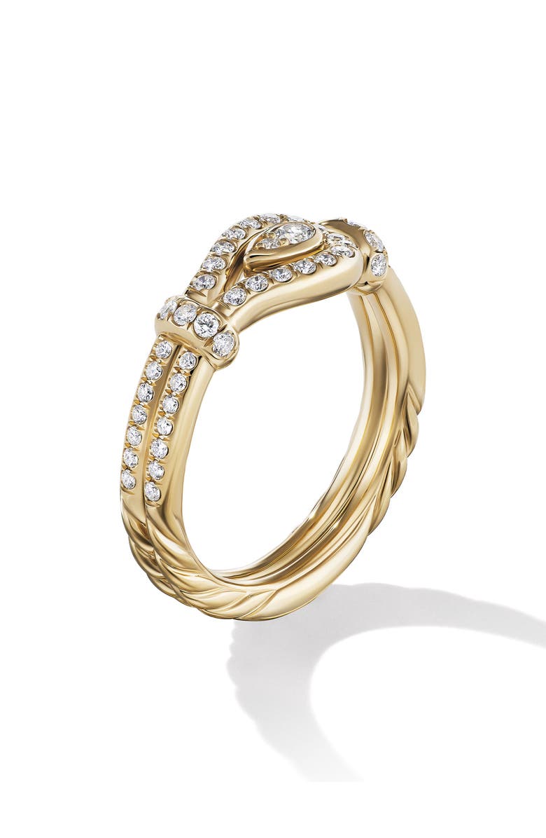 David Yurman Thoroughbred Pavé Diamond Loop Ring, Alternate, color, 18K Yellow Gold