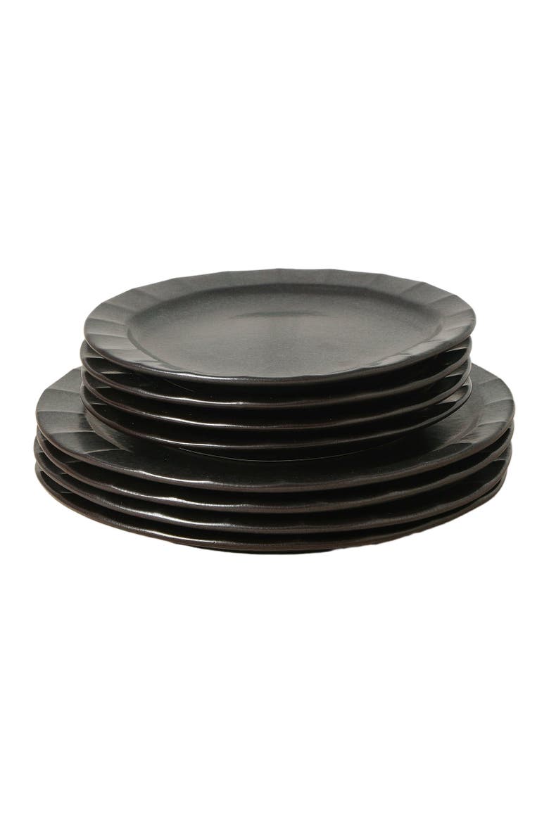 Oasis Stoneware 4-Piece Dinner Plate Set, Main, color, Black