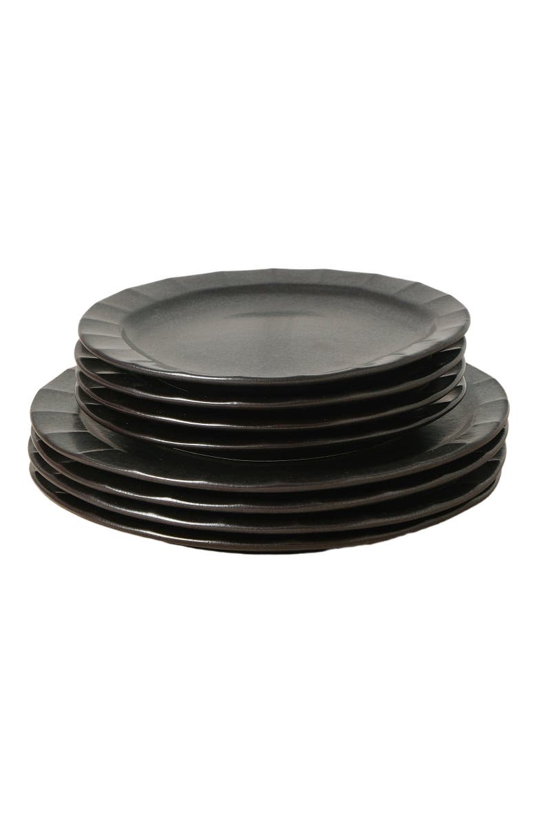 Stone Lain Oasis Stoneware 4-Piece Dinner Plate Set, Main, color, Black