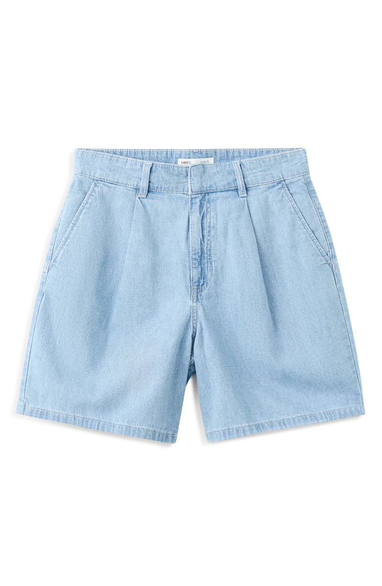 MANGO Amelie Pleated Bermuda Shorts, Alternate, color, Light Blue