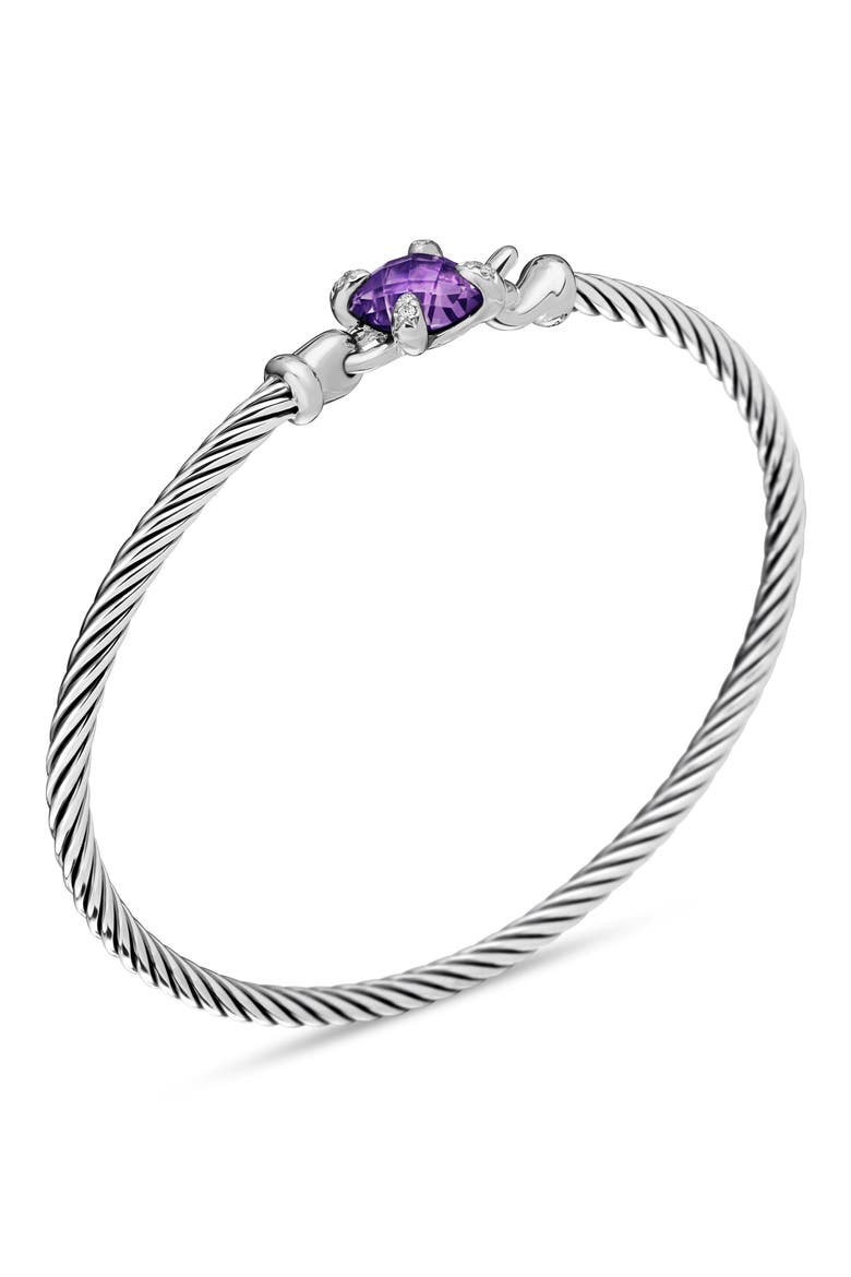 Chatelaine® Bracelet in Sterling Silver with Semiprecious Stones and Diamonds, 3mm, Alternate, color, AMETHYST