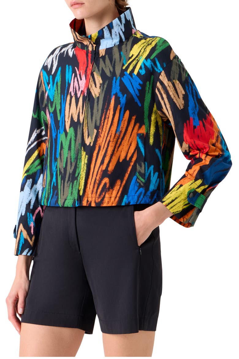 Oversize Scribble Print Cotton Jacker, Alternate, color, BLACK-MULTI