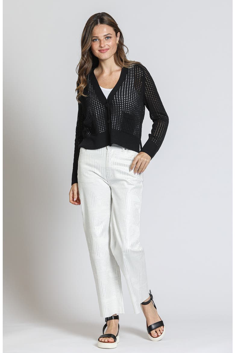 Open Stitch Cardigan, Alternate, color, BLACK