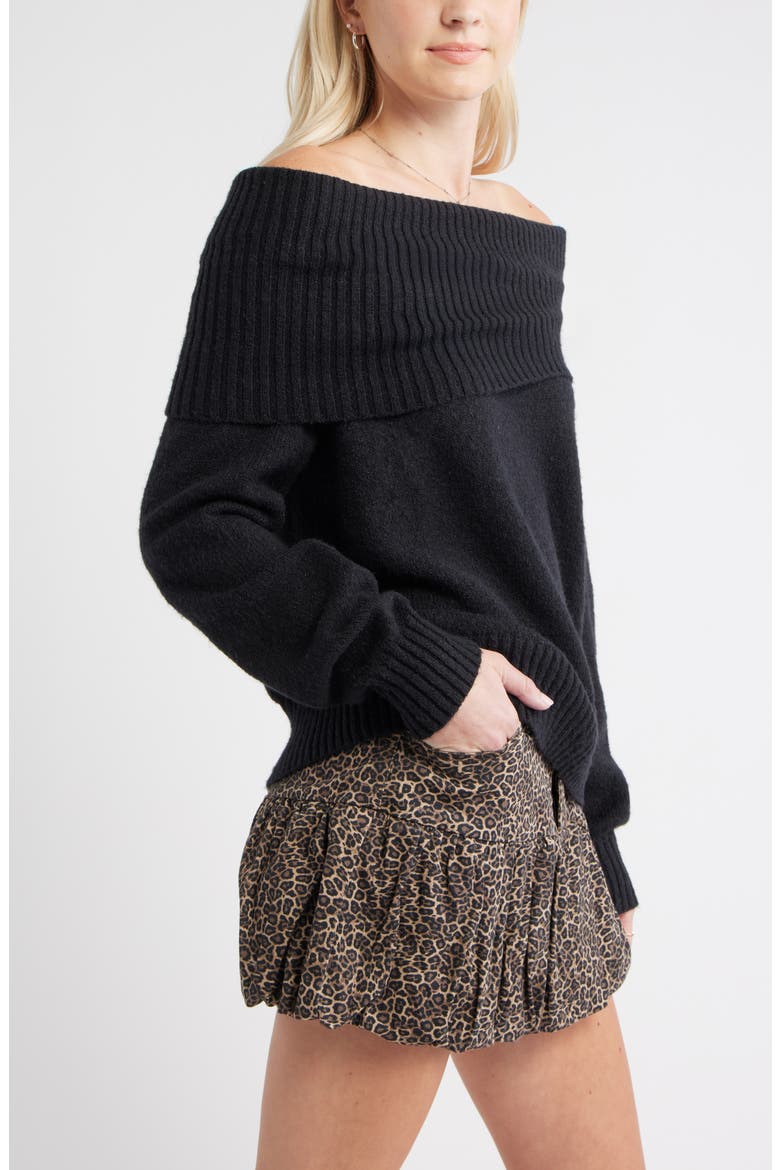 Off the Shoulder Sweater, Alternate, color, BLACK