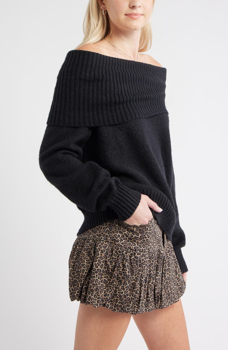 BP. Off the Shoulder Sweater, Alternate, color, Black