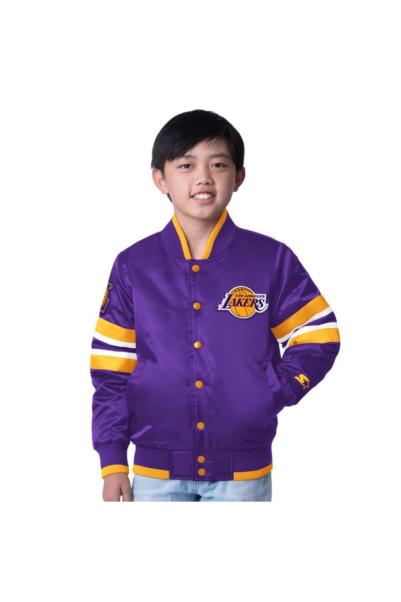 Youth Starter Purple Los Angeles Lakers Scout Varsity Full-Snap Jacket, Main, color, Purple