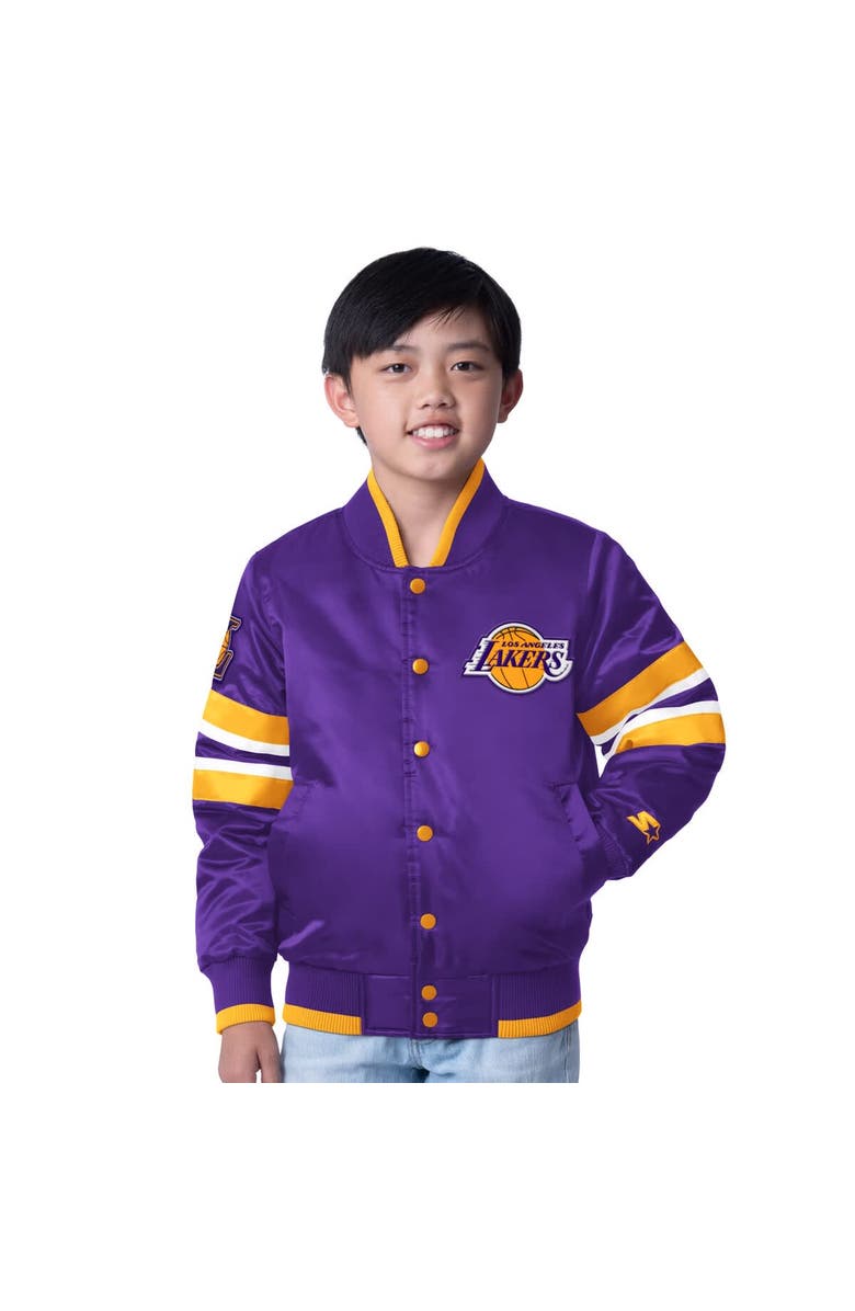 STARTER Youth Starter Purple Los Angeles Lakers Scout Varsity Full-Snap Jacket, Main, color, Purple