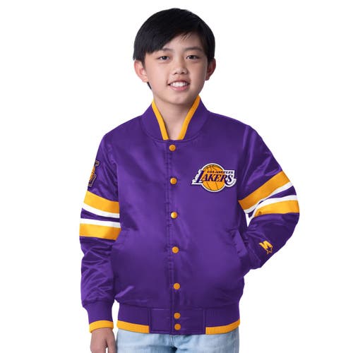 Starter Youth  Purple Los Angeles Lakers Scout Varsity Full-snap Jacket In Purple