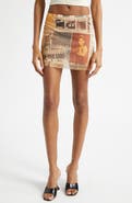Jean Paul Gaultier Newspaper Print Mesh Miniskirt