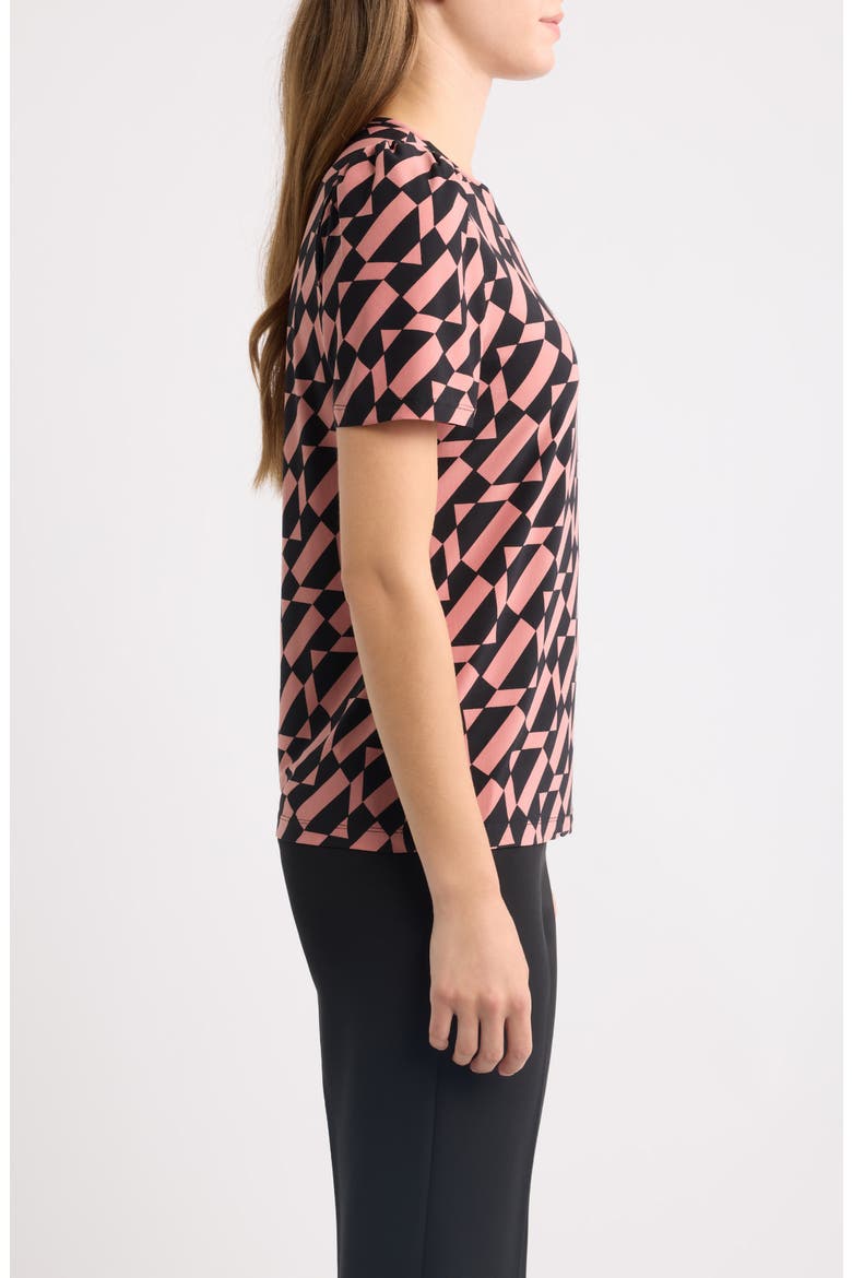 Puffed Shoulder Crewneck Top, Alternate, color, ANNE BLACK/ PRIMROSE