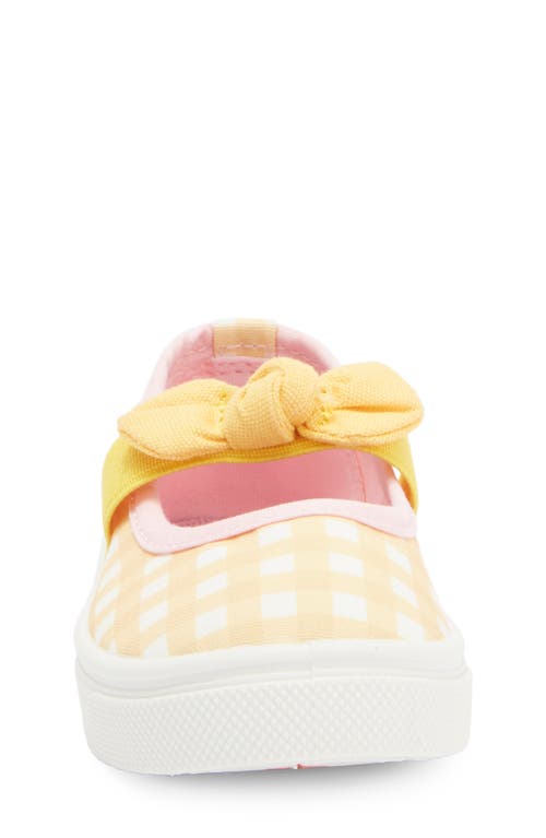 Oomphies Kids' Quinn Sneaker In Yellow Gingham W/pink Trim