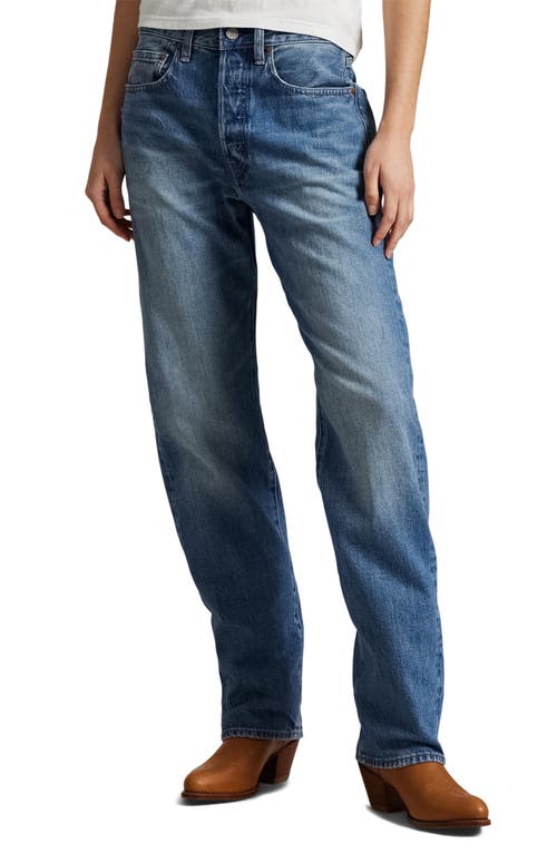 Polo Ralph Lauren Classic High-waisted Jeans With Frayed Hem And Flattering Fit In Lebec Wash