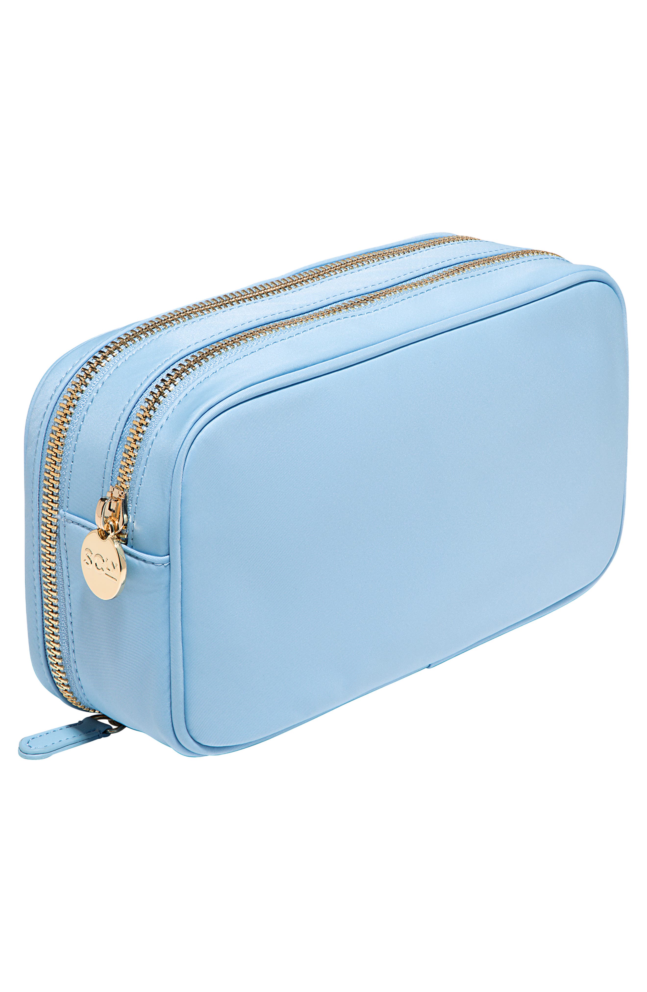 Double Zip Nylon Pouch, Alternate, color, PERIWINKLE