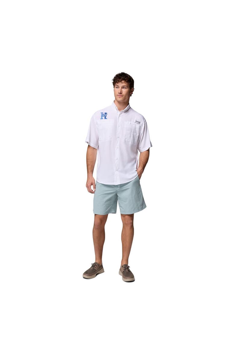 Men's Columbia White Kentucky Wildcats Tamiami Omni-Shade Button-Down Shirt, Alternate, color, White