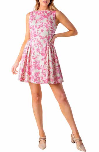 FLYING TOMATO Floral Sleeveless Bow Back Cotton Blend Minidress
