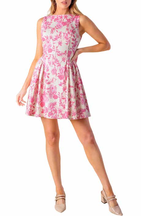 FLYING TOMATO Floral Sleeveless Bow Back Cotton Blend Minidress