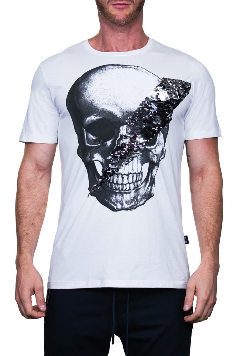 Skull Disco Graphic Crew T-Shirt, Main, color, WHITE