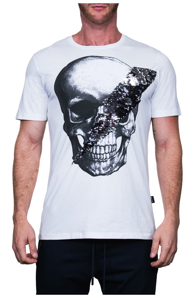 Maceoo Skull Disco Graphic Crew T-Shirt, Main, color, White