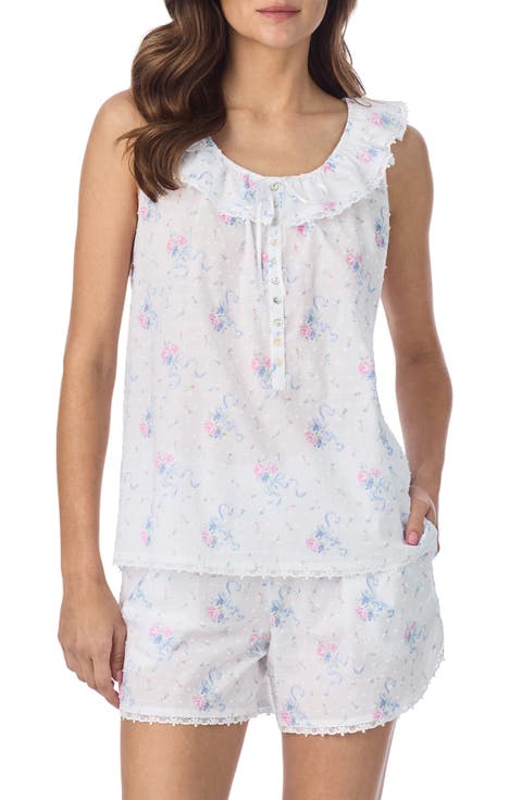 Swiss Dot Cotton Shortie Pajamas