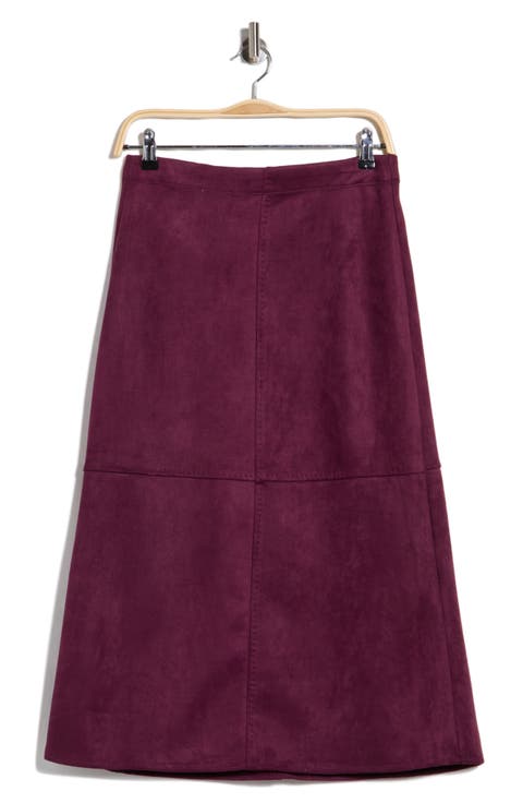 Faux Suede A-Line Midi Skirt