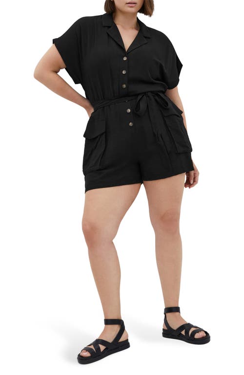 City Chic Jade Short Sleeve Playsuit In Black