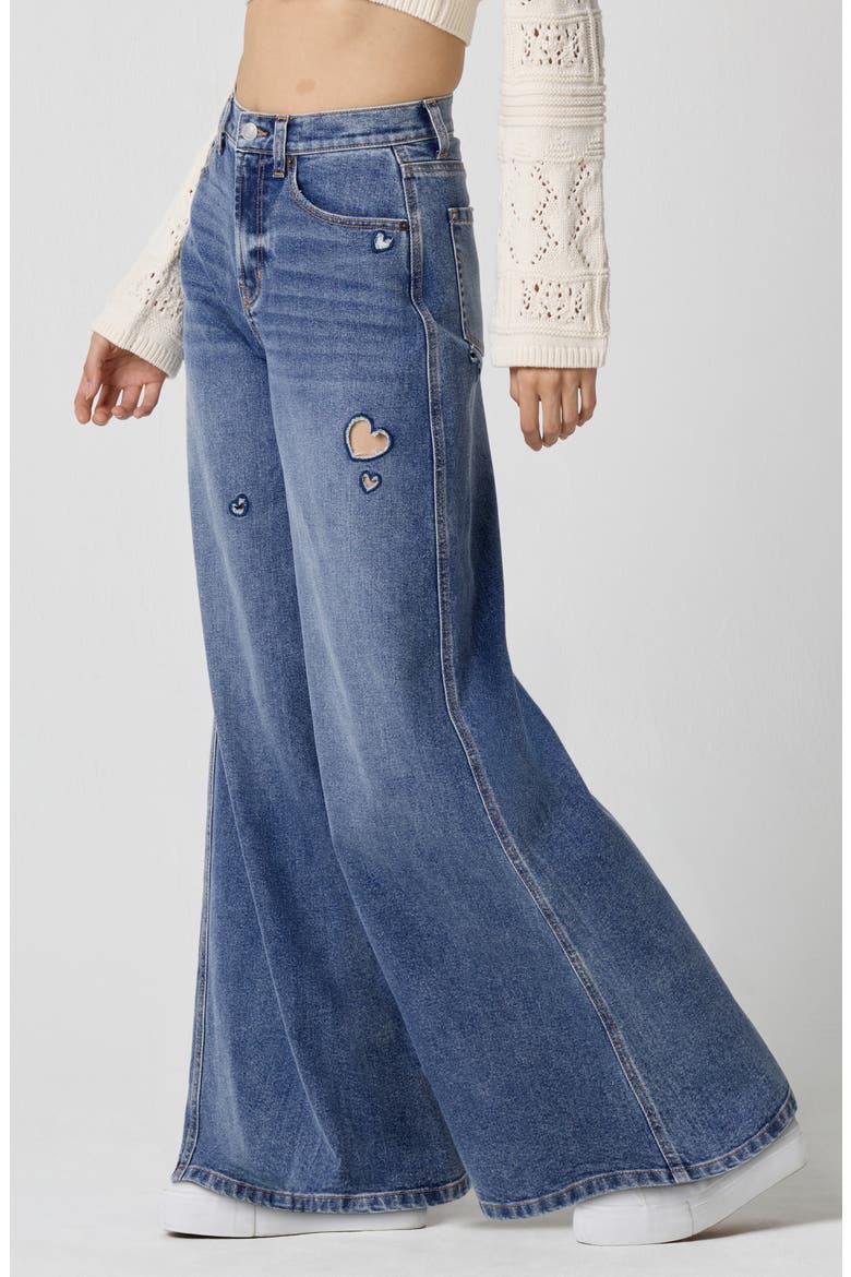 Total Softie Heart Wide Leg Jeans, Alternate, color, MED WASH