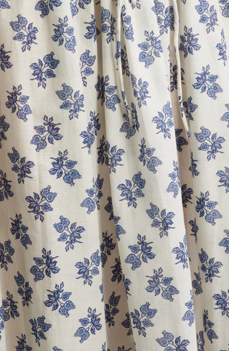 DÔEN Emmaretta Floral Shirred Organic Cotton Voile Dress, Alternate, color, Crme Pomegrante Bloom