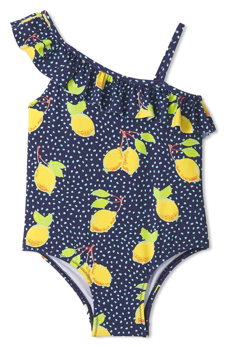 Hatley Kids' Fresh Lemons Ruffle Trim One-Piece Swimsuit, Main, color, 