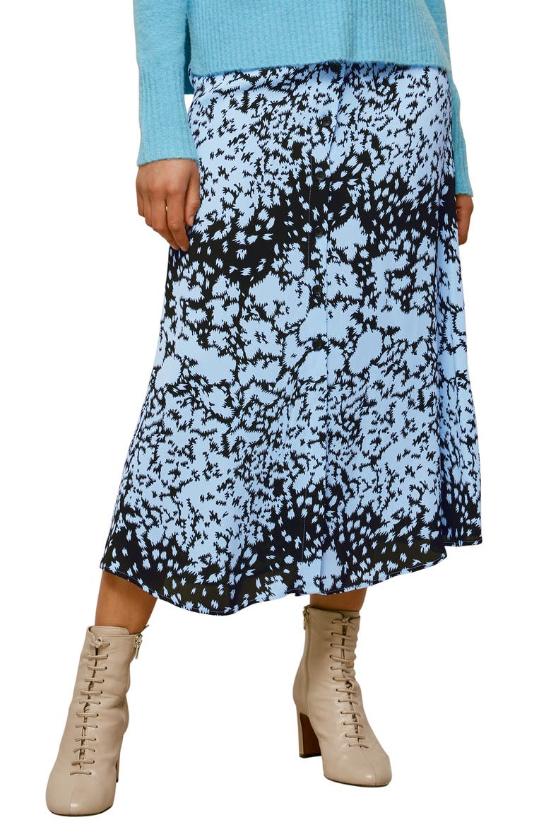 Brushed Animal Print Midi Skirt, Main, color, BLUE/ MULTI