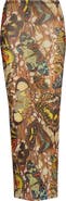 Jean Paul Gaultier Re-Edition Butterfly Print Mesh Maxi Skirt