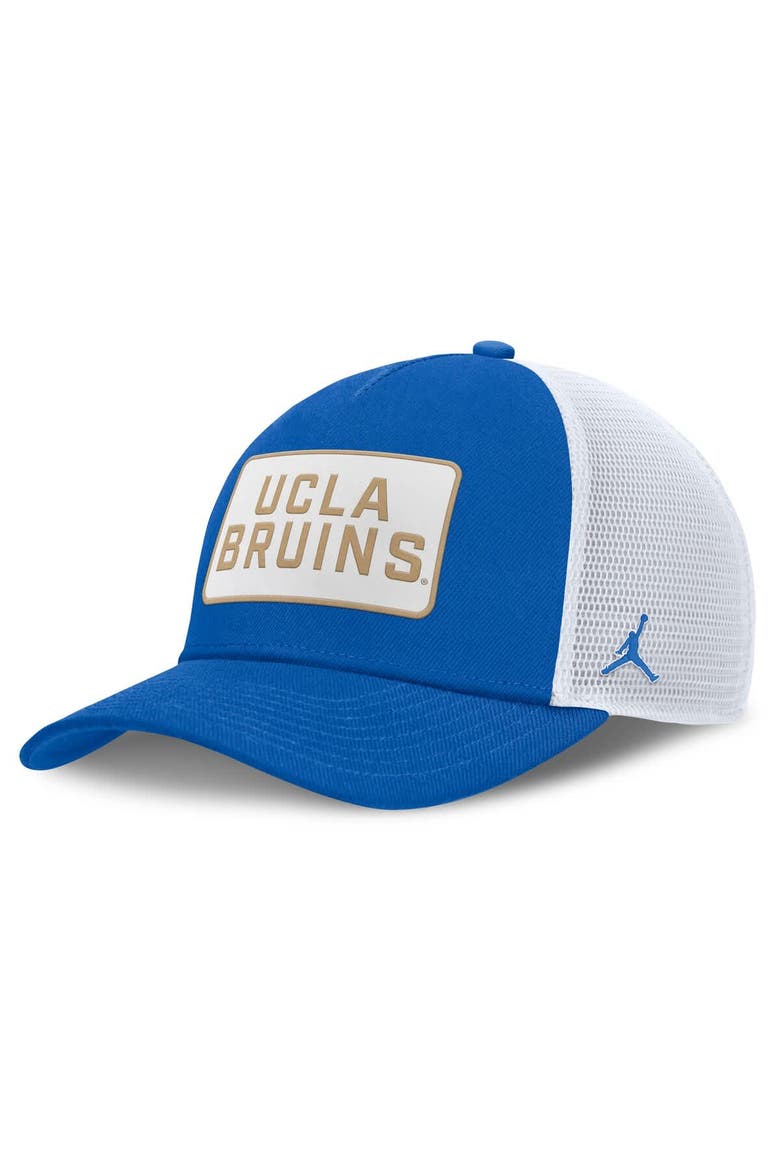 Men's Jordan Brand Blue/White UCLA Bruins 2025 On-Field Rise Patch Trucker Adjustable Hat, Main, color, Blue