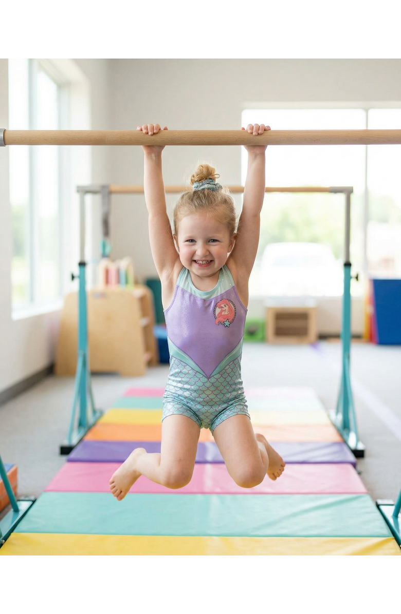 Disney The Little Mermaid Princess Ariel Sleeveless Gymnastics One Piece Romper, Alternate, color, Teal Purple Ariel