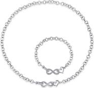 DELMAR Diamond Heart Infinity Necklace & Bracelet Set