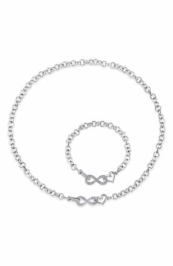 DELMAR Diamond Heart Infinity Necklace & Bracelet Set
