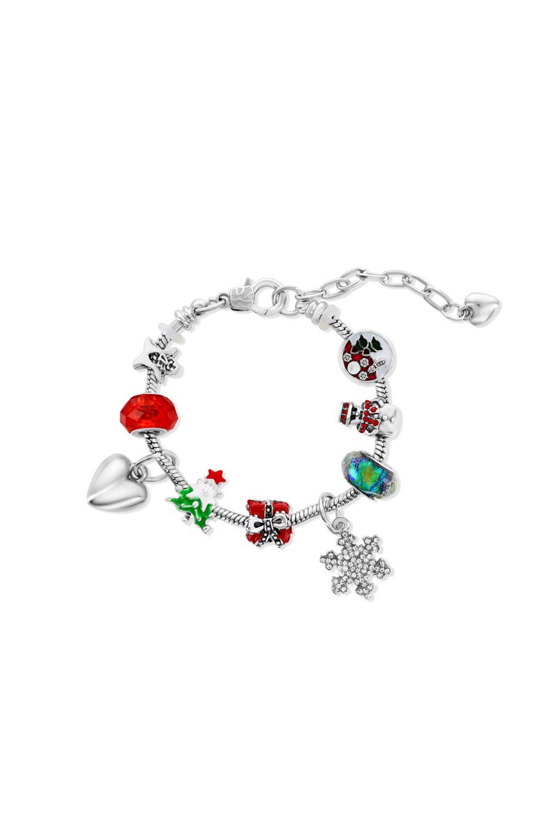 Snow-Flake Christmas Charm Bracelet, Main, color, Silver