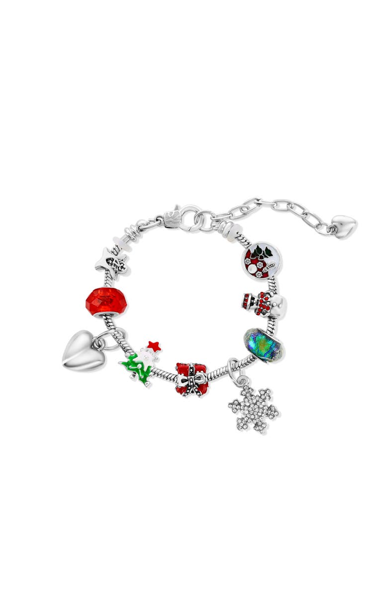 Donatello Gian Snow-Flake Christmas Charm Bracelet, Main, color, Silver