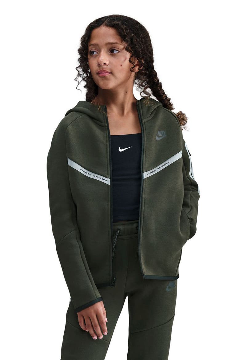 Kids' Sportswear Tech Fleece Zip-Up Hoodie, Main, color, SEQUOIA/ BLACK/ BLACK