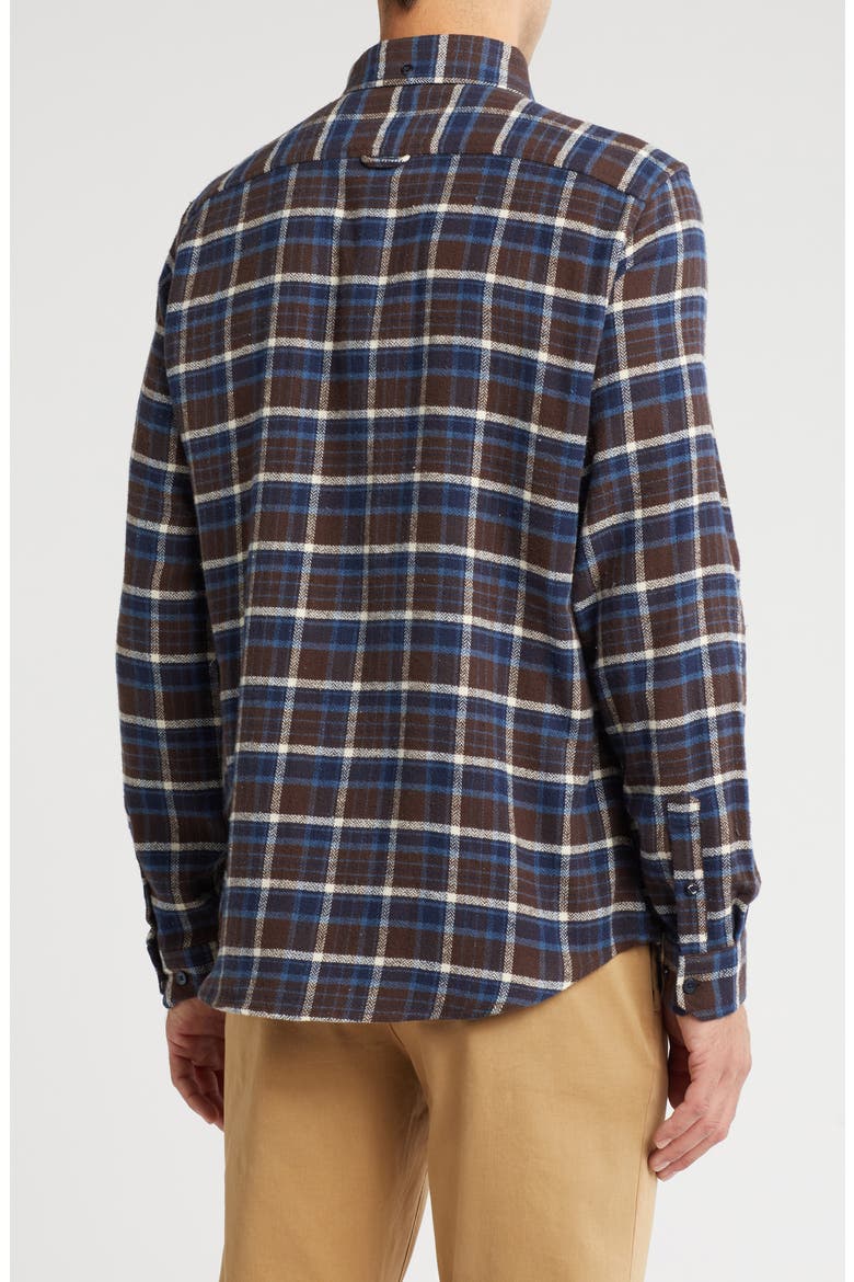 Herringbone Plaid Flannel Button-Up Shirt, Alternate, color, DARK CHOCOLATE