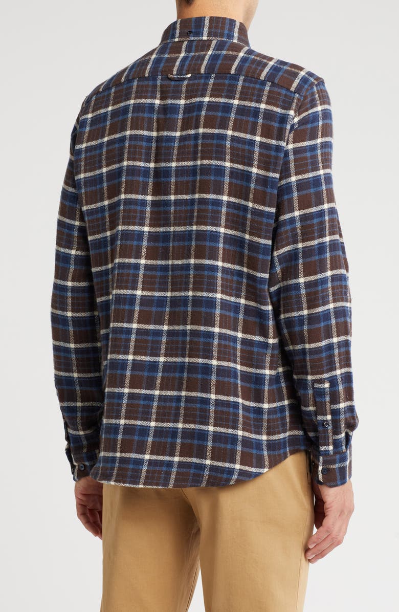 Ben Sherman Herringbone Plaid Flannel Button-Up Shirt, Alternate, color, Dark Chocolate