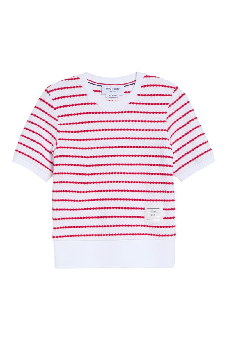 Stripe Cotton Honeycomb Jacquard T-Shirt, Alternate, color, WHITE/ RED
