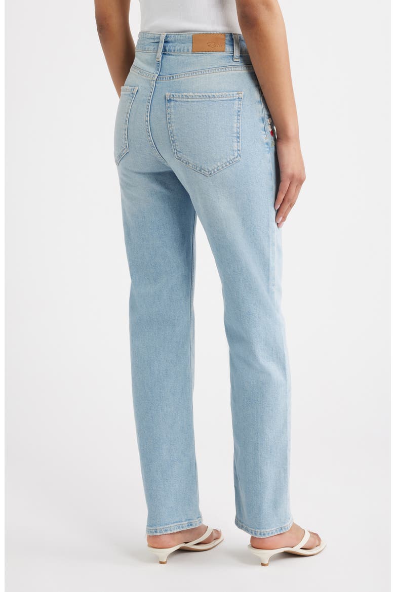 Topanga Floral Embroidered High Waist Straight Leg Jeans, Alternate, color, DAINTY ROSE