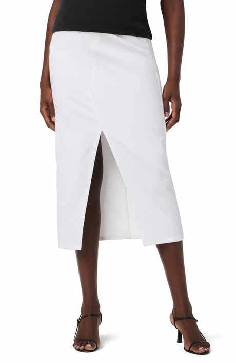 Reconstructed Stretch Cotton Denim Midi Skirt