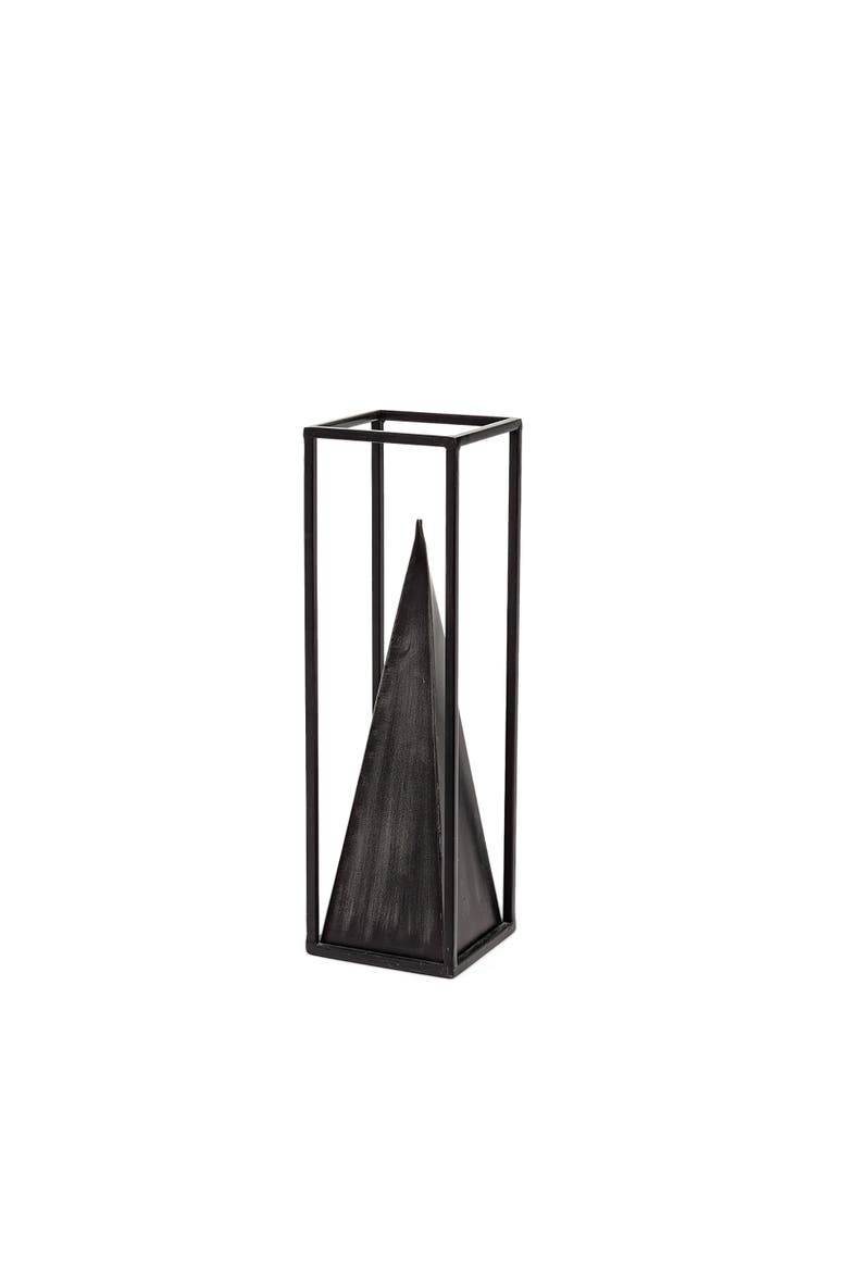 Memphis Metal Pyramid In A Square Frame, Alternate, color, Black