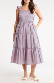 SUGARLIPS Valda Stripe Ruffle Tiered Midi Dress