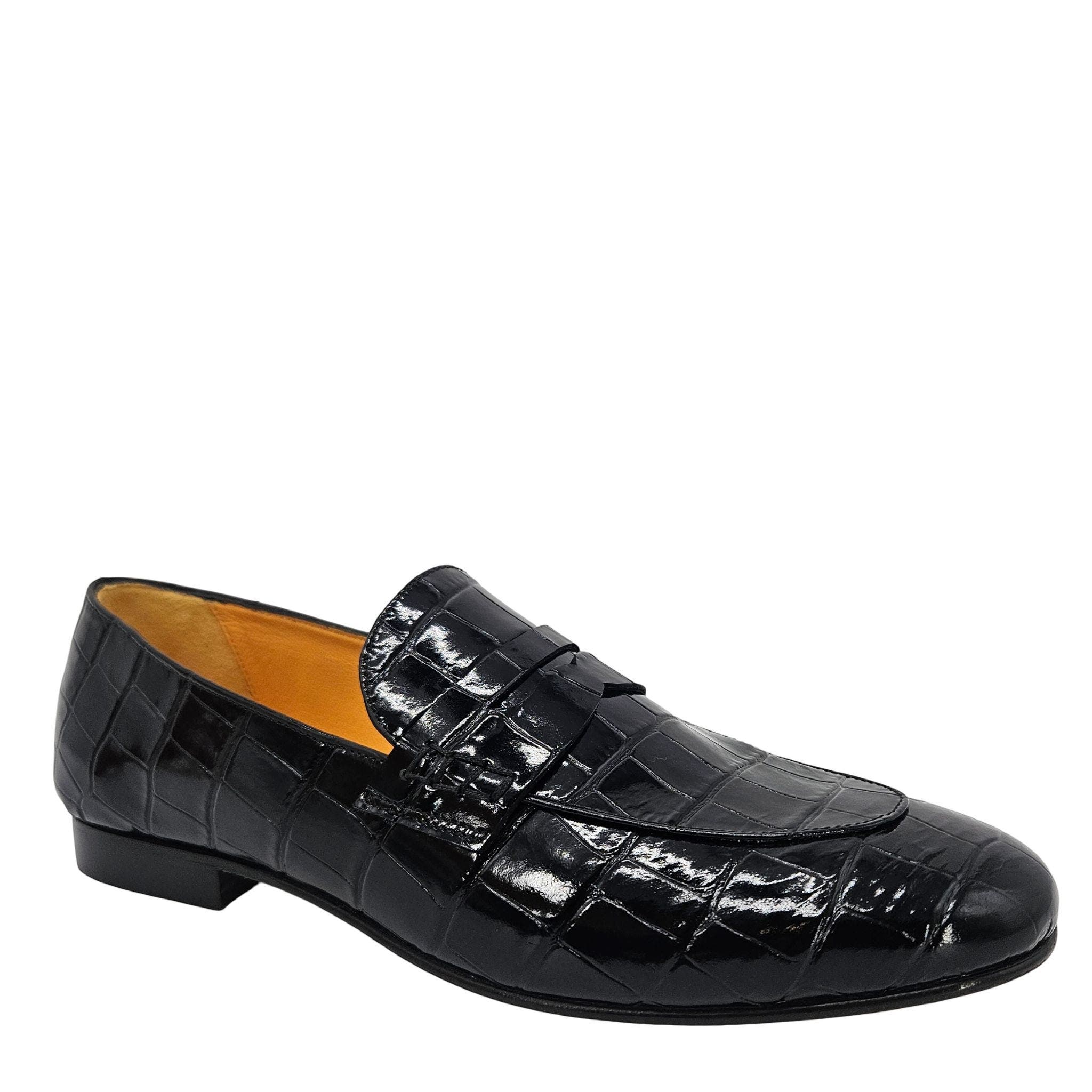 Madison Maison Flat Moc Croc Loafer, Alternate, color, Black
