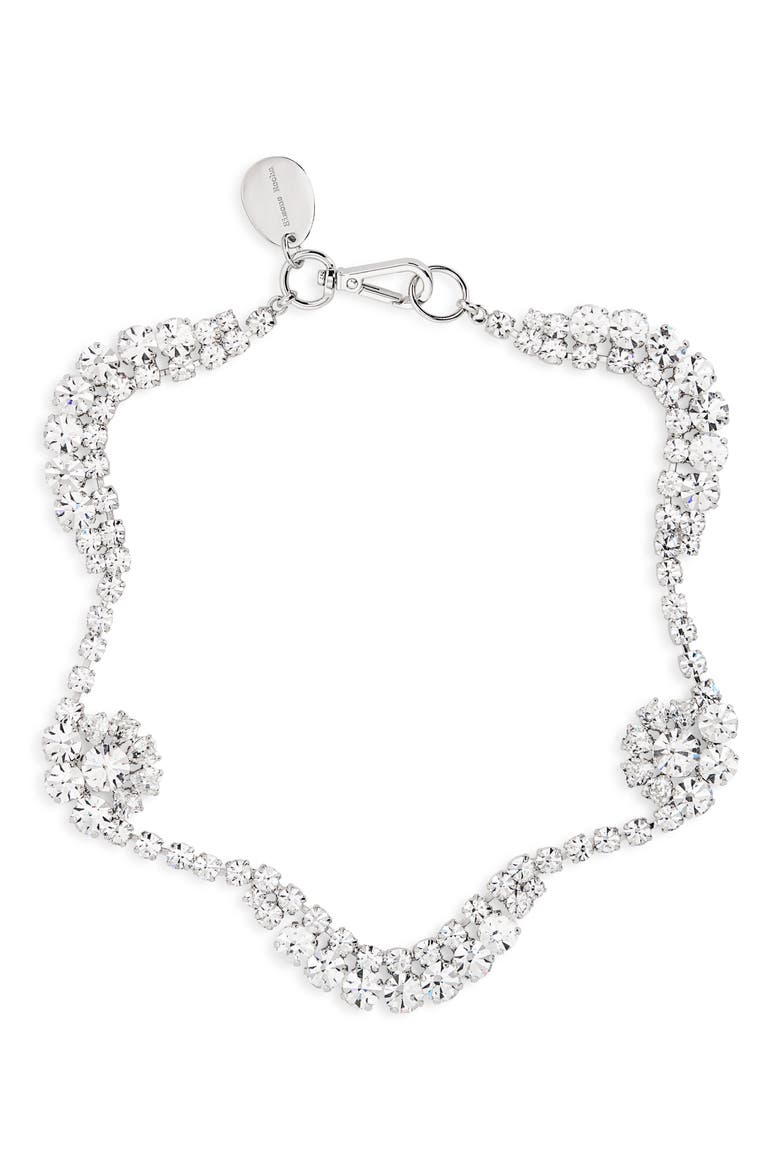 Scalloped Crystal Sepal Necklace, Main, color, CRYSTAL