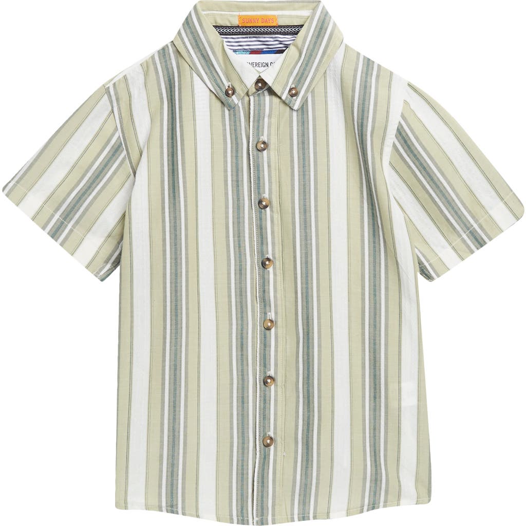 Sovereign Code Kids' Biggs Stripe Button-down Shirt In Seafoam