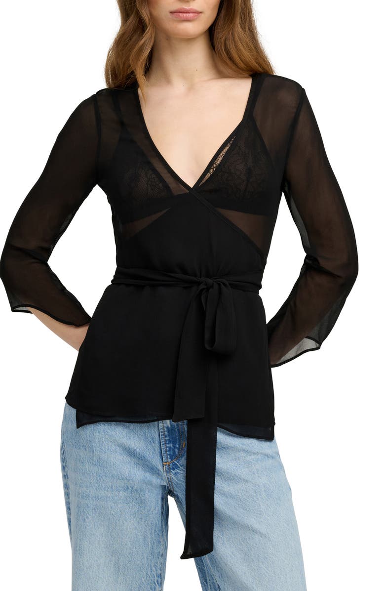 Favorite Daughter The Ethereal Mixed Media Faux Wrap Top, Alternate, color, 